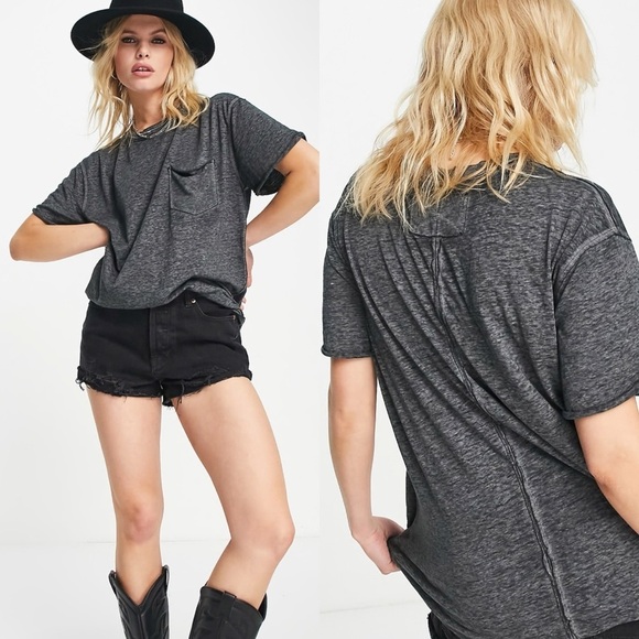 Free People Vella Tee Charcoal Black - Picture 1 of 8